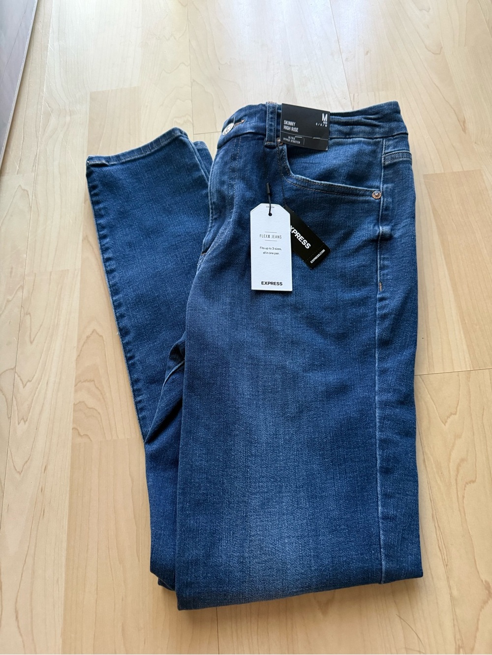 Express Skinny High Rise Jeans in Denim Blue